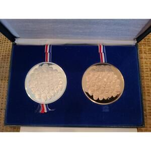 Franklin Mint Bicentennial Proof Limited Edition Medal Set Silver & Bronze Match